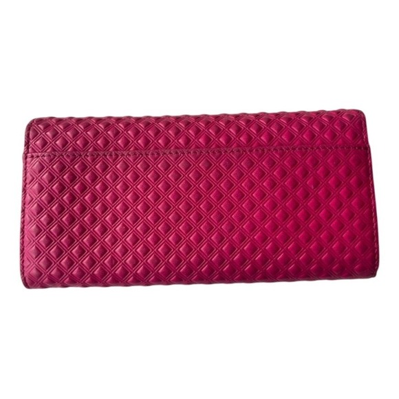 Tory Burch Marion Continental Wallet Embossed Fuschia Leather Envelope Long Pink - Picture 2 of 6